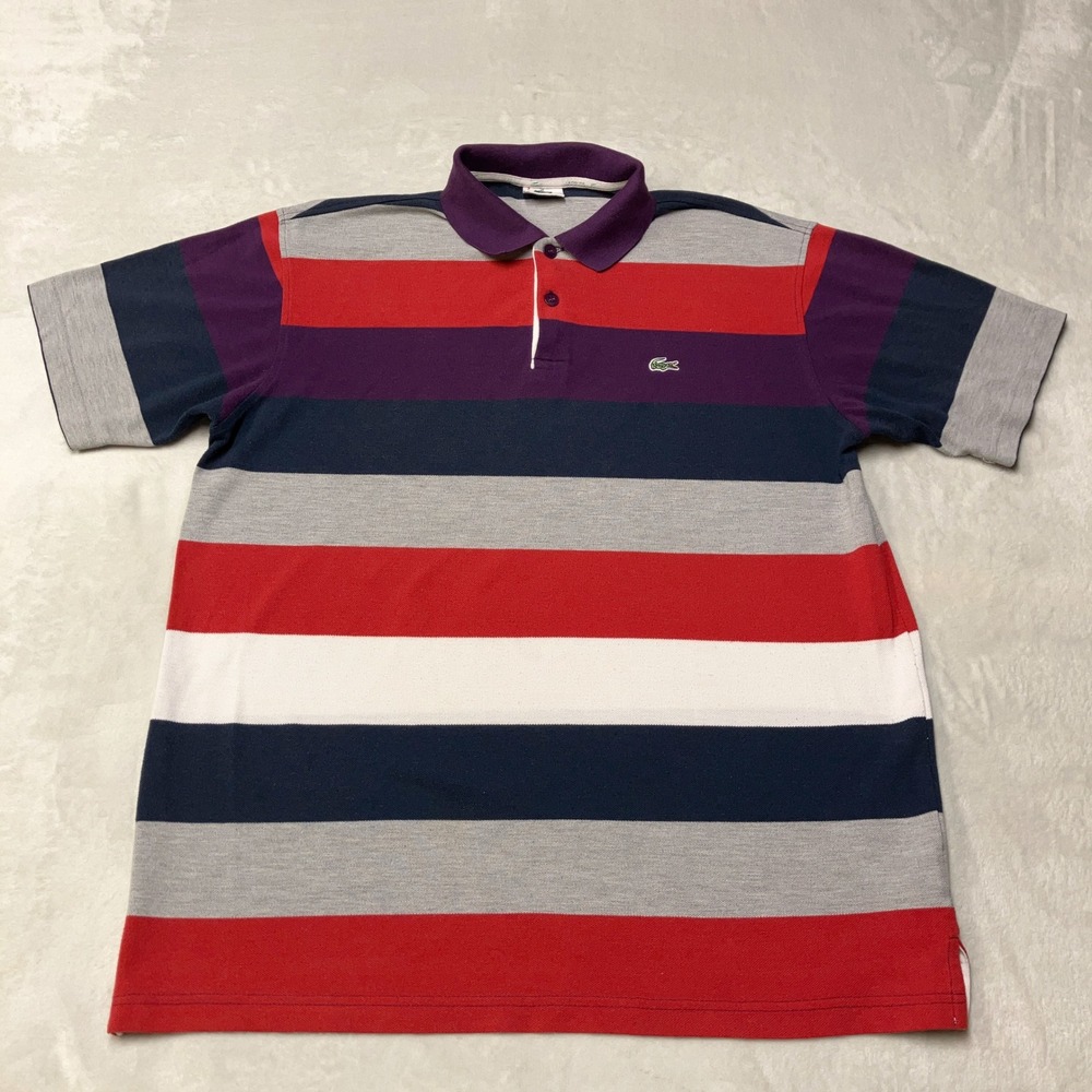 Lacoste Polo Shirt Multi-Color Short Sleeve MADE in FRANCE Mens 7 / 2XL